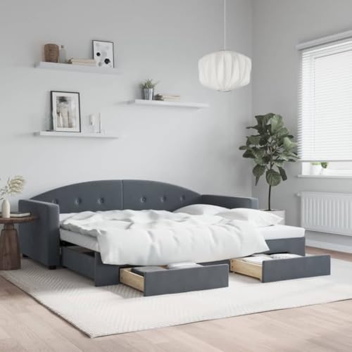 qohoio Tagesbett Ausziehbar mit Schubladen Bett Mit Stauraum Tagesbett Bett Mit Schubladen Schubladenbett Dunkelgrau 90x190 cm Samt - 3197363 qohoio Tagesbett Ausziehbar mit Schubladen Bett Mit Stauraum Tagesbett Bett Mit Schubladen Schubladenbett Dunkelgrau 90x190 cm Samt - 3197363 von qohoio