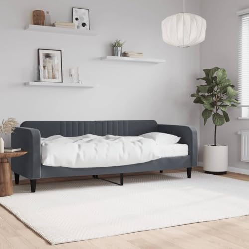 qohoio Tagesbett mit Matratze Bettgestell Schlafzimmer Bett Daybett Betten Tagesbett Dunkelgrau 80x200 cm Samt von qohoio