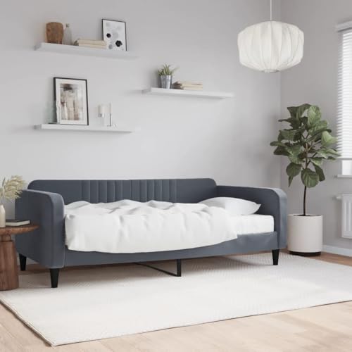 qohoio Tagesbett mit Matratze Bettgestell Schlafzimmer Bett Daybett Betten Tagesbett Dunkelgrau 90x190 cm Samt - 3197053 von qohoio