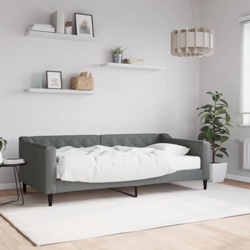 qohoio Tagesbett mit Matratze Bettgestell Schlafzimmer Bett Daybett Betten Tagesbett Dunkelgrau 90x190 cm Stoff - 3197419 von qohoio