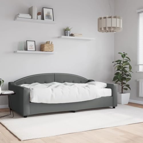 qohoio Tagesbett mit Matratze Bettgestell Schlafzimmer Bett Daybett Betten Tagesbett Dunkelgrau 90x190 cm Stoff - 3197523 von qohoio