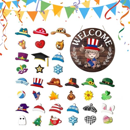 qokeeu Tür Willkommensschild - Magnetisches Holzschild Hochlandrind Türdekoration | Rustikales Wohnaccessoire Für Herbst Weihnachten Halloween Büro Schlafzimmer qokeeu Tür Willkommensschild - Magnetisches Holzschild Hochlandrind Türdekoration | Rustikales Wohnaccessoire Für Herbst Weihnachten Halloween Büro Schlafzimmer von qokeeu