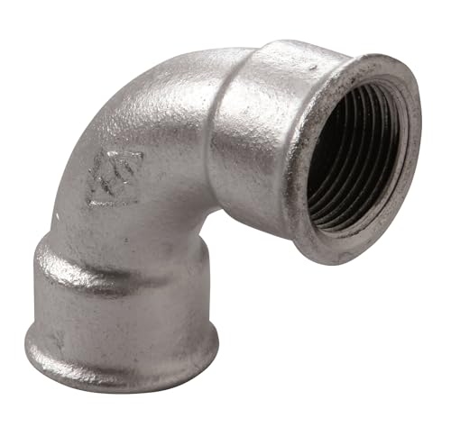 1 Stück - ATUSA Bogen Nr.2a i/i 90 Grad 3" aus Temperguss, verzinkt - Fitting als Bogen zum Erstellen der Richtungsänderung um 90° der Rohrinstallation für Sanitär- und Heizungsinstallation von qpool24