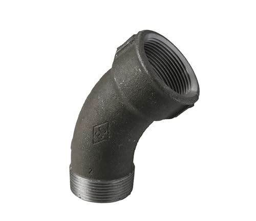 1 Stück - ATUSA Bogen Nr.40 i/a 45 Grad 3" aus Temperguss, schwarz - Fitting als Bogen zum Erstellen einer Richtungsänderung um 45° der Rohrinstallation für Sanitär- und Heizungsinstallation von qpool24