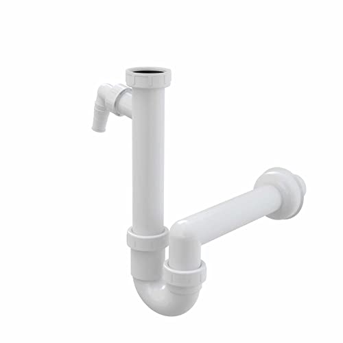 Ablaufgarnitur Röhrensiphon 1,5 Zoll für Spülbecken in Durchmesser 40 mm / 50 mm mit 1 oder 2 Geräteanschlüssen (Ø 40/1 Anschluss) von qpool24