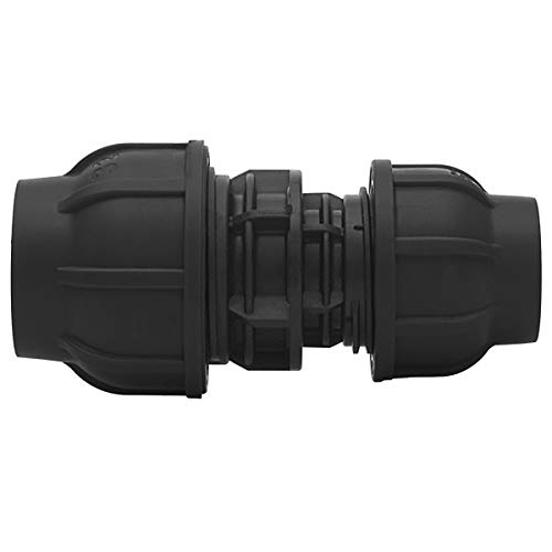 PE Verschraubung Kupplung Ø 40 x 25 mm Reduzierung mit Klemmverschraubung Anschluss 1: 40 mm und Anschluss 2: 25 mm für Wasserversorgung in Orts- und Fernwassernetzen bei Eigenwasserversorgung von qpool24