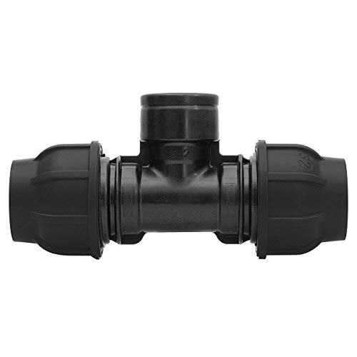 PE Verschraubung T-Stück Ø 20 x 1/2" IG x 20 mm mit Klemmverschraubung für PE-Rohr Durchgang 20 mm und Abzweig 1/2" IG - Ideal für die Trinkwasserversorgung, Hausbrunnen oder Gartenbewässerung von qpool24