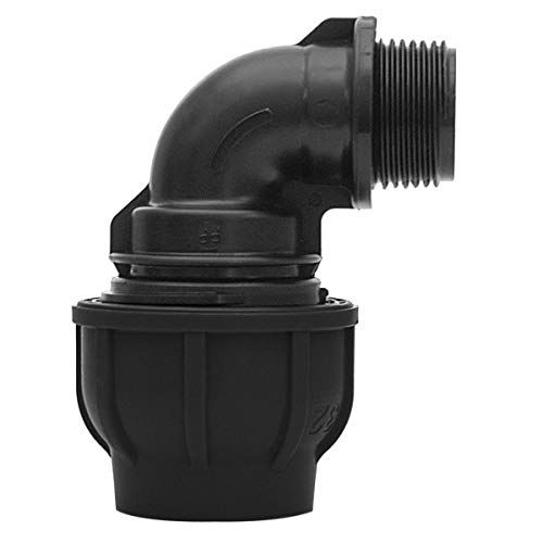 PE Verschraubung Winkel 90° Ø 25 mm x 1/2" AG mit Klemmverschraubung für PE-Rohr 25 mm mit Gewindeanschluss 1/2" AG - Ideal für die Trinkwasserversorgung, Hausbrunnen oder Gartenbewässerung von qpool24