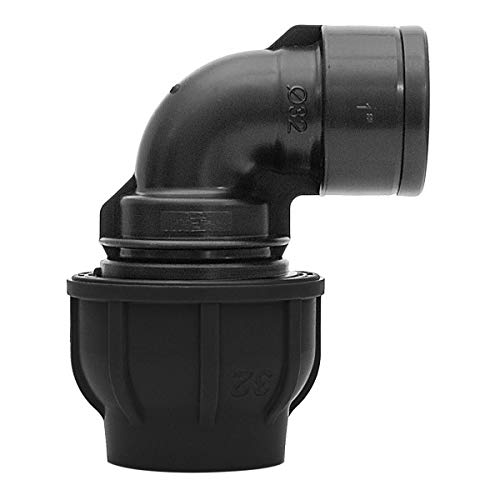 PE Verschraubung Winkel 90° Ø 32 mm x 1" IG mit Klemmverschraubung für PE-Rohr 32 mm mit Gewindeanschluss 1" IG - Ideal für die Trinkwasserversorgung, Hausbrunnen oder Gartenbewässerung von qpool24