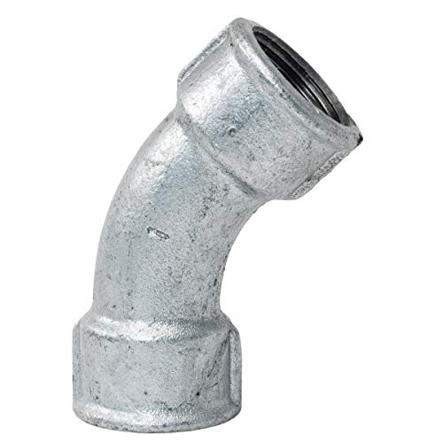 Rohrbogen lang 1/2 Zoll Winkel 45 Grad Winkel mit Innengewinde/Fitting ist aus Temperguss und feuerverzinkt zur Verschraubung für Wasserleitung und Heizung von qpool24