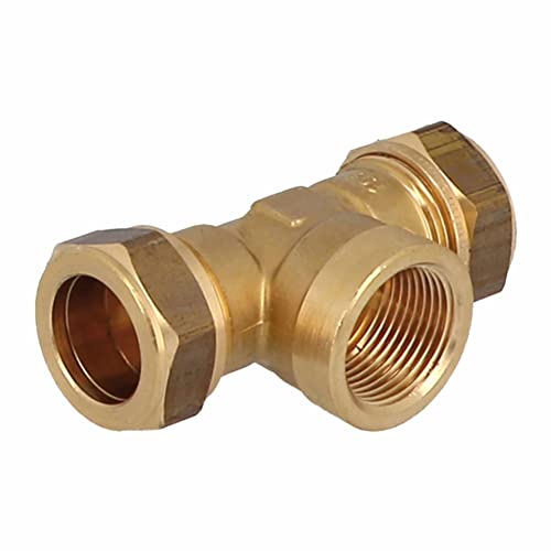 T-Stücke mit Innengewinde/Kupferrohre und Weichstahlrohre/Temperaturbeständigkeit für Solar-, Klima- und Heizungsanlagen (IG 15 mm x 1/2 Zoll x 15 mm) von qpool24