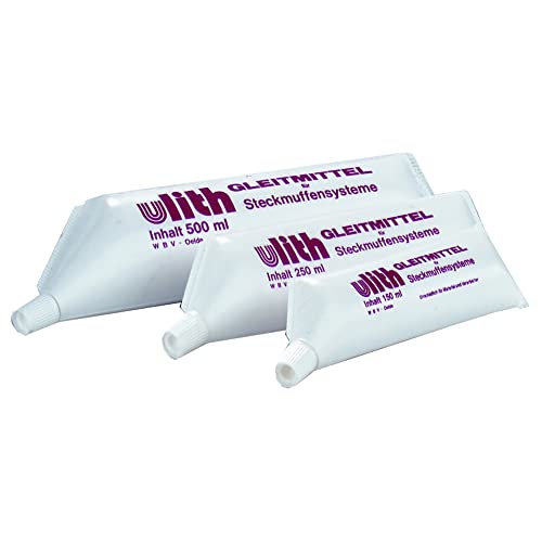 Ulith Gleitmittel aus der praktischen Tube ist für Steckmuffensysteme geeignet, entspricht den Richtlinien des DVGW, dient der Verschleißreduzierung und Reibungsminderung (250 g Tube) von qpool24