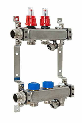 Zewotherm Verteiler Edelstahl Objekt - Robuster Profilrohrverteiler aus nicht geschweißtem Edelstahl mit einfachem Anschluss an den Wärmeerzeuger (Heizkreisanzahl 8) von qpool24