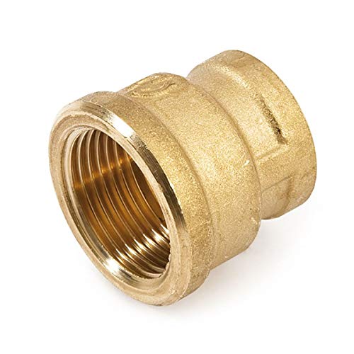 Messing Reduziermuffe 1" IG x 3/8" IG ist ein Verbindungsstück mit Verschraubung von Innengewinde auf Innengewinde zweier Gewinderohre unterschiedlicher Dimensionen von qpool24