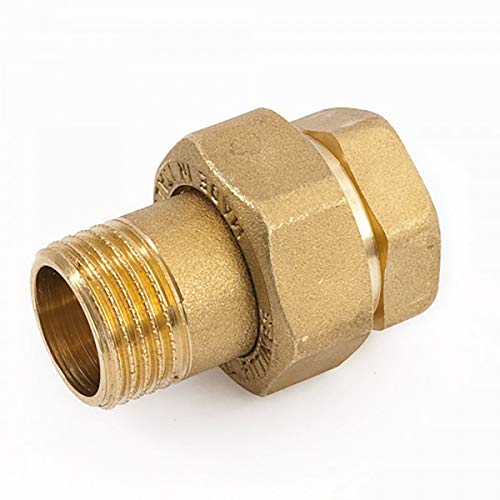 qpool24- Messing Verschraubung 1/2" IG x AG konisch- metallisch dichtend benötigt keine Dichtung, Gewindekupplung 3 teilig lösbarer Rohrverbinder Pumpen-Verschraubung brass Pipe-Connector von qpool24