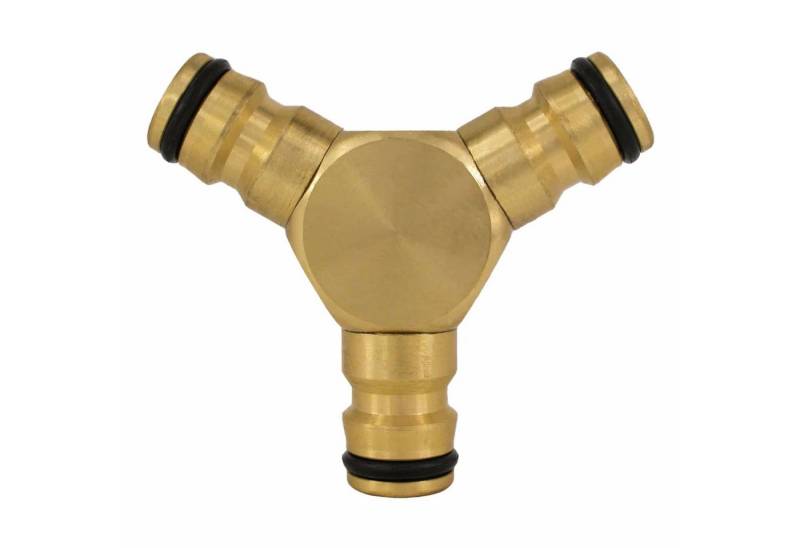 qpool24 Steckfitting, Y Verteilerstück mit 2 Kugelhähnen -Messing-blank von qpool24