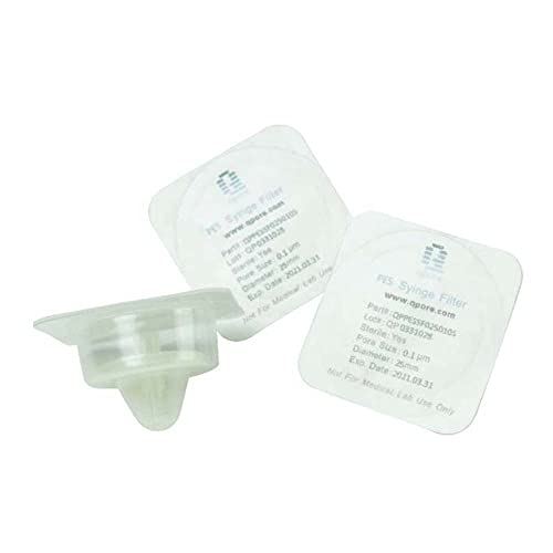 qpore 6-0043 Polypropylen/Polyethersulfon Spritzenvorsatzfilter, Steril, 0.10µm Porengröße, DM Außen 25mm, Weiß, 100 Stück von qpore