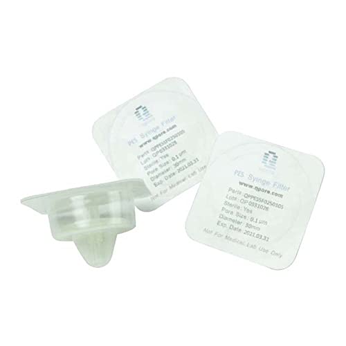 qpore 6-0046 Polypropylen/Polyethersulfon Spritzenvorsatzfilter, Steril, 0.10µm Porengröße, DM Außen 30mm, Weiß, 100 Stück von qpore