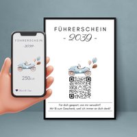 Führerschein Zuschuss | Geldgeschenk Personalisiertes Virtuelles Sparbuch Qrcode Bild Motiv Blau Führerschein Zuschuss | Geldgeschenk Personalisiertes Virtuelles Sparbuch Qrcode Bild Motiv Blau von qrcodegalerie