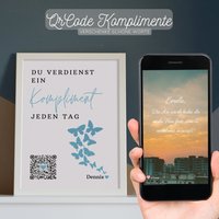Verschenke Komplimente | Personalisiertes Qrcode Bild Schöne Worte Motiv Blau Verschenke Komplimente | Personalisiertes Qrcode Bild Schöne Worte Motiv Blau von qrcodegalerie