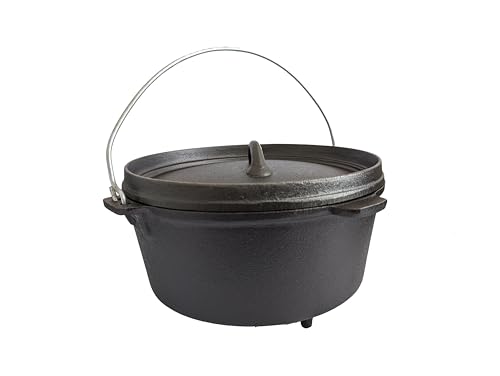 5,1 L Gusseisen Dutch Oven Schmortopf Feuertopf Outdoor BBQ Lagerfeuer Glut von qteck