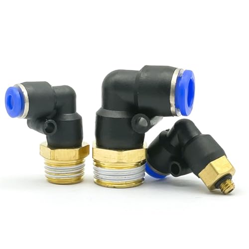 Luftverbinder Pneumatische Armatur 30 Stück PL-Winkelstück 4-M5 6-M5 Gerader Luftverbinder Pneumatische Armatur Schnellverschraubungen 1/8" 1/4" 3/8" 1/2" Außengewinde Einsteckbar (Farbe: PL10-04) von qudkdhs
