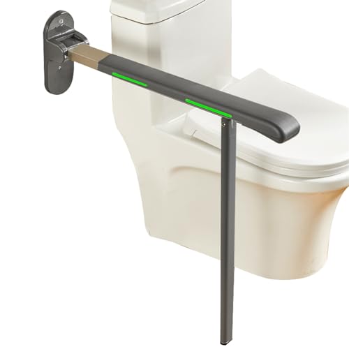 qudkdhs Hochklappbarer Toiletten-Haltegriff aus Edelstahl für ältere und behinderte Menschen, an der Wand montierter Sicherheitshandlauf für das Badezimmer mit faltbarem Design, Schwarz, 2 von qudkdhs