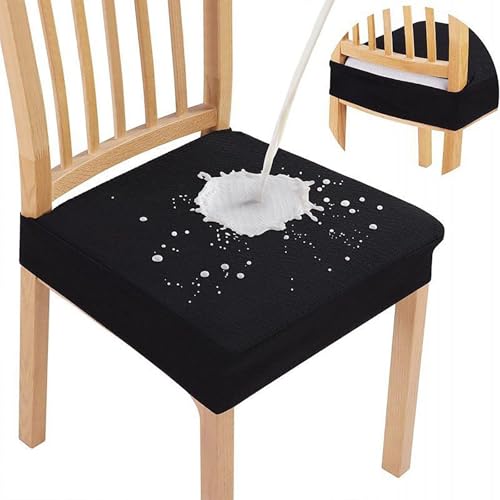 qudkdhs Stuhlhussen, wasserdicht, dehnbar, für Esszimmer- und Küchenstühle mit Bändern – 2er-, 4er-, 6er-Pack-Optionen – Beige, 4er-Set, abnehmbare und waschbare Schoner (Nr. 3, 2er-Set) von qudkdhs