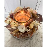 Haltbare Herbstdeko Kranz Aus Kunstblumen Windlicht Tischdeko Nr. 1285 von quedeko