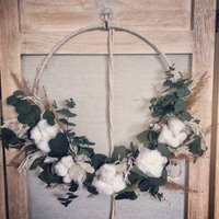 Haltbarer Dekoring Türkranz Wandkranz Hoop Eukalyptus Baumwolle Bohostyle Nr. 54 von quedeko