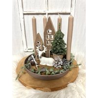 Haltbarer Tischkranz Advent - Dekoset Mit Stabkerzen Metalltablett Traumhafte Winterlandschaft Weihnachtsdeko Nr. 1402 Haltbarer Tischkranz Advent - Dekoset Mit Stabkerzen Metalltablett Traumhafte Winterlandschaft Weihnachtsdeko Nr. 1402 von quedeko