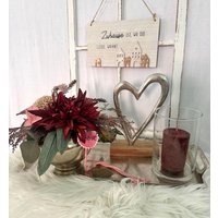 Herbstdeko Haltbar - Hochwertiges Messingtablett Kerze Im Glas Dekoset Tischdeko Nr. 1293 von quedeko