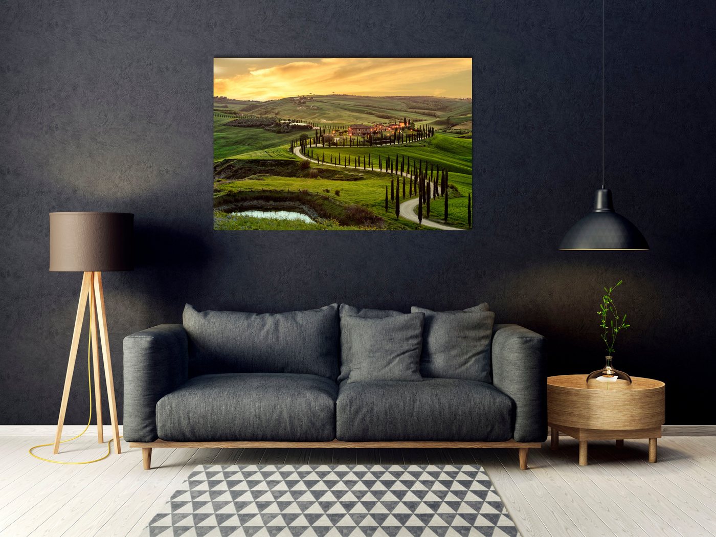 queence Acrylglasbild Eliette, Gebäude, Italien, Landschaft, Tannenbaum (1 St), Fine Art-Print in Galeriequalität von queence