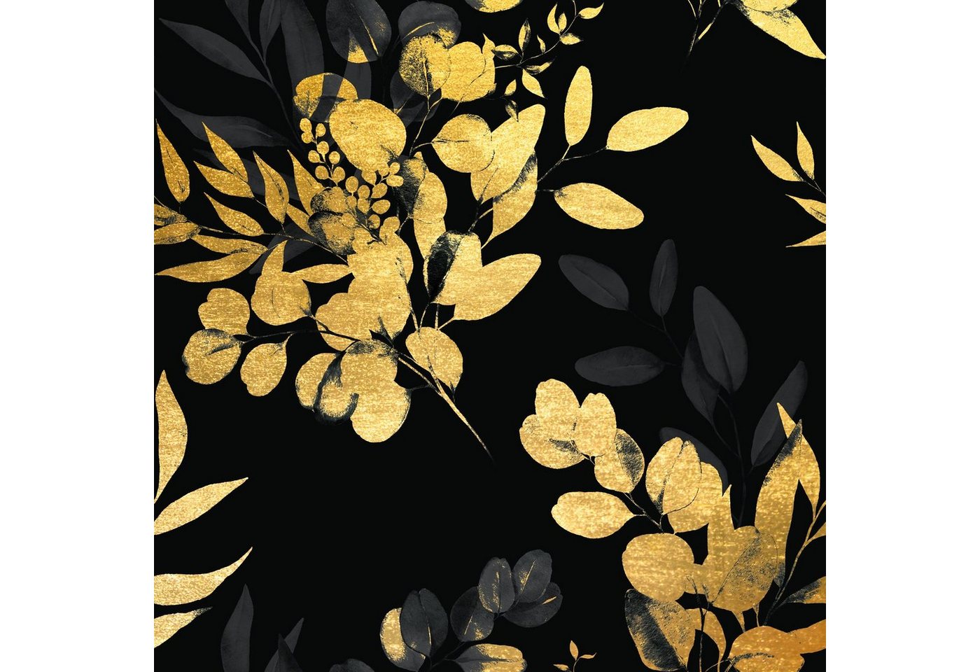 queence Acrylglasbild Pflanzen - Blätter - Leaves - Acrylbilder mit Blattgold veredelt, Pflanzen (1 St), Verschieden Größen, Goldveredelung, Handgearbeitet, Gerahmt, Edel von queence