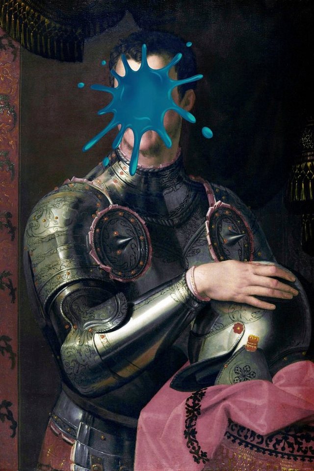 queence Acrylglasbild Ritter mit Farbklecks, Bilder von Männern, Formen, Gemälde, Historische Persönlichkeiten, Kunst, Mann, Ritter, Fine Art-Print in Galeriequalität von queence