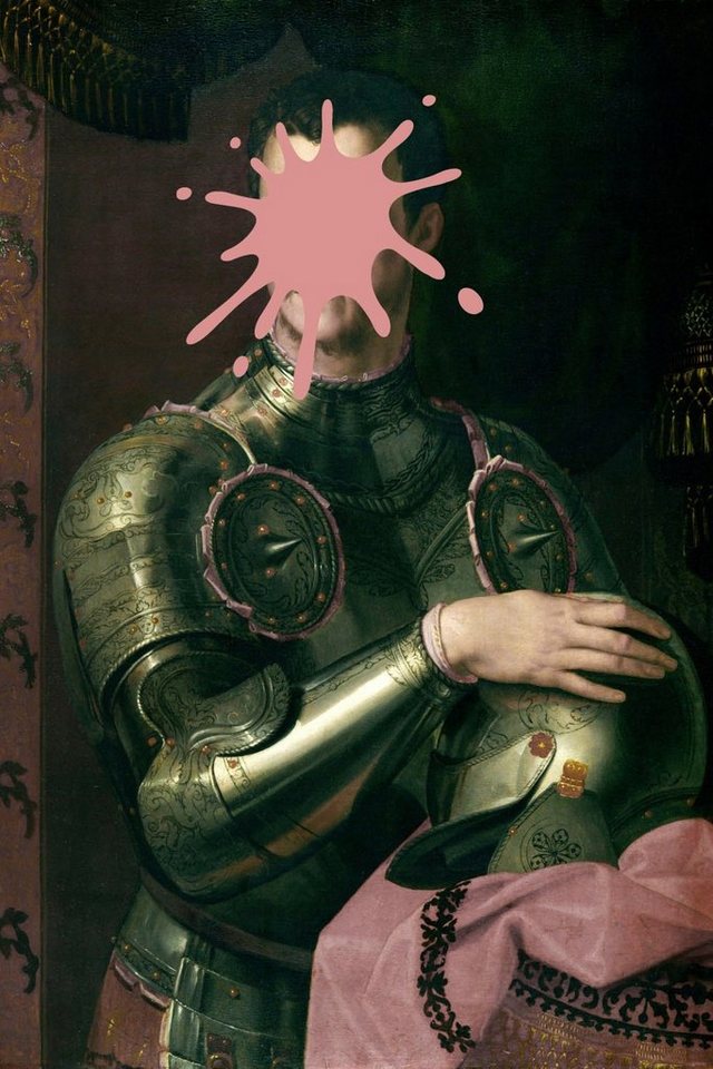 queence Acrylglasbild Ritter mit Farbklecks, Bilder von Männern, Formen, Gemälde, Historische Persönlichkeiten, Kunst, Mann, Ritter, Fine Art-Print in Galeriequalität von queence