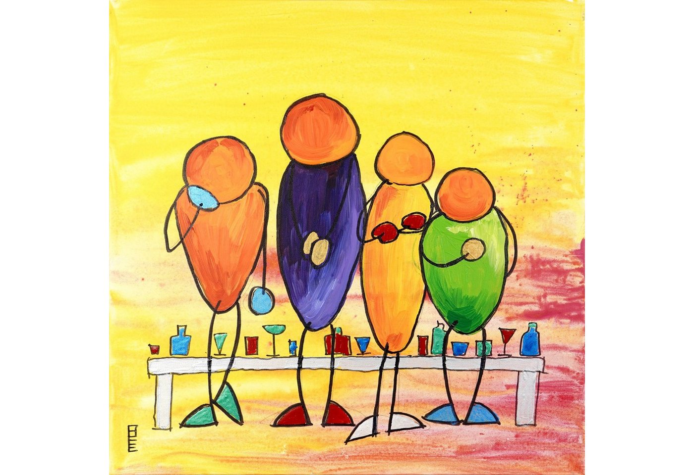 queence Acrylglasbild Strichfiguren - Strichmännchen - Bunt - Wandbild - GÜNTER BEE, Strichmännchen 3 (1 St), Glasbild - Acrylbild - mit Aufhängesystem - verschiedene Größen von queence