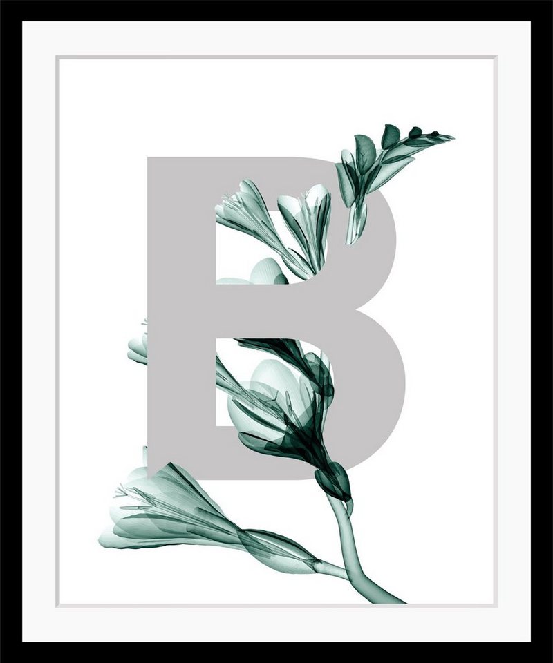 queence Bild B-Flower, Buchstaben, gerahmt, Blätter, Blume von queence