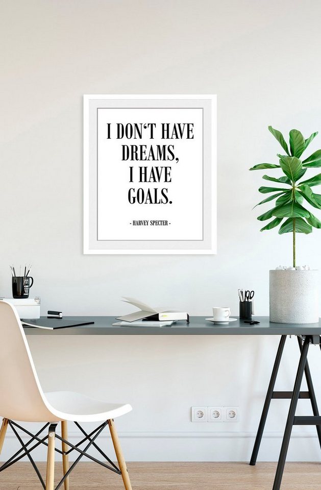 queence Bild GOALS, (1 St), HD Premium Poster-Druck inkl. Holzrahmen von queence
