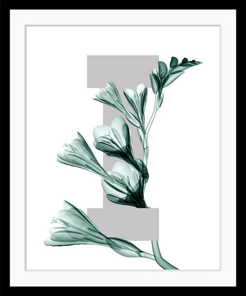 queence Bild I-Flower, Buchstaben, Blume, gerahmt, Blätter von queence