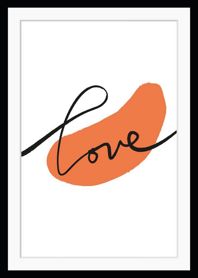 queence Bild Liebe, Abstrakt, Schriftzug, HD Premium Poster-Druck inkl. Holzrahmen queence Bild Liebe, Abstrakt, Schriftzug, HD Premium Poster-Druck inkl. Holzrahmen von queence