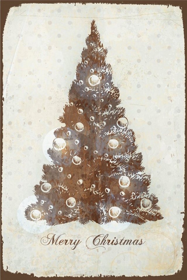 queence Bild X-Mas Collection Stahlschild, Blechschild Weihnachten Weihnachtsmann, Baum (1 St), Stahlschilder von queence