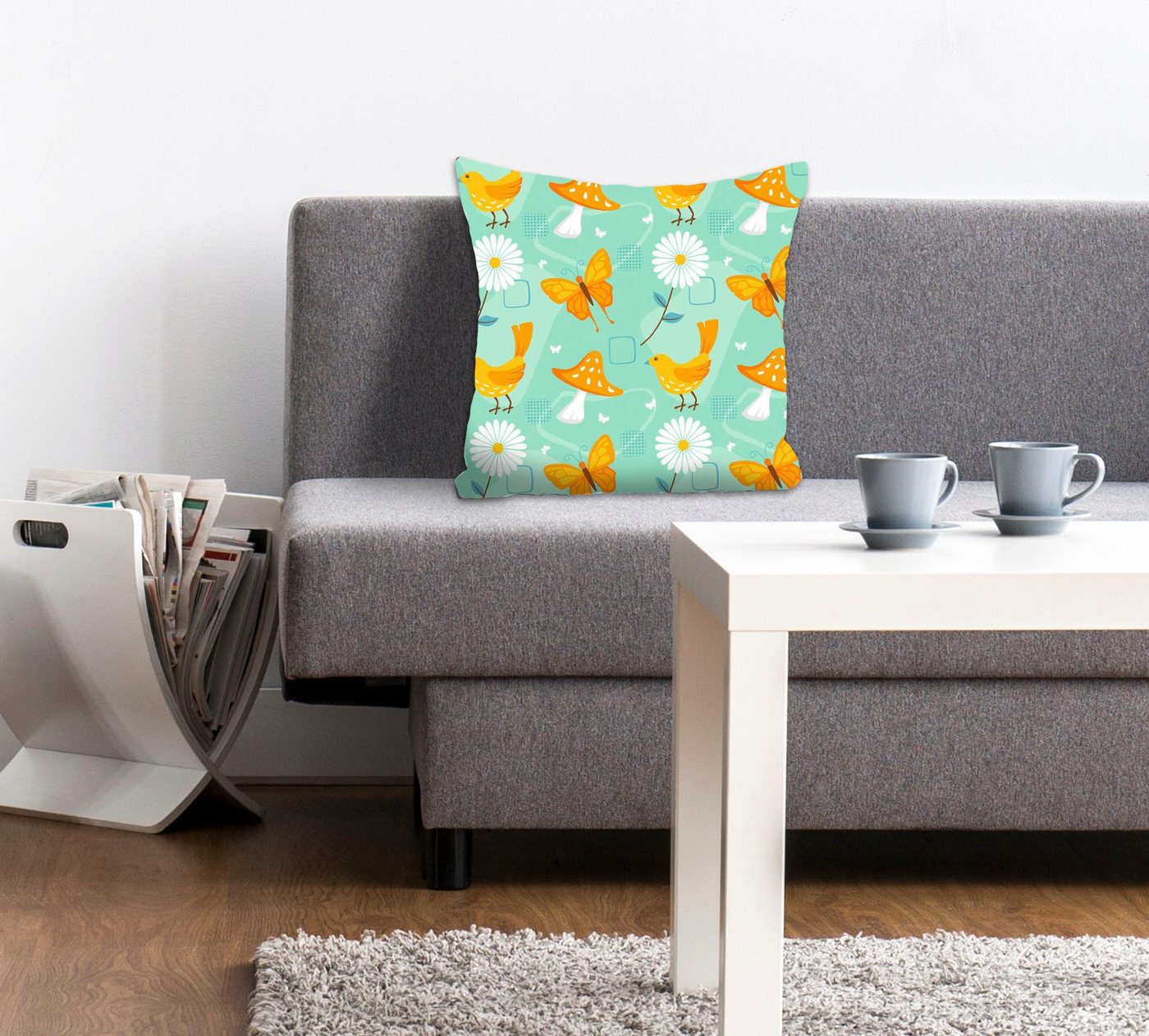 queence Dekokissen Wilma, Kissenhülle,Blumen,Schmetterlinge,Vögel,Türkis,Bunt,Natur,Frühling queence Dekokissen Wilma, Kissenhülle,Blumen,Schmetterlinge,Vögel,Türkis,Bunt,Natur,Frühling von queence
