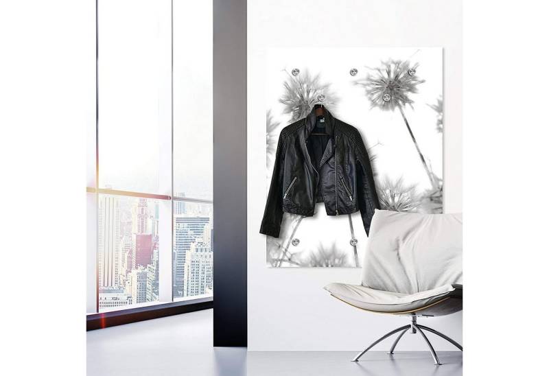 queence Garderobenleiste Alamea, Pusteblume, schwarz, weiß, Garderobe von queence