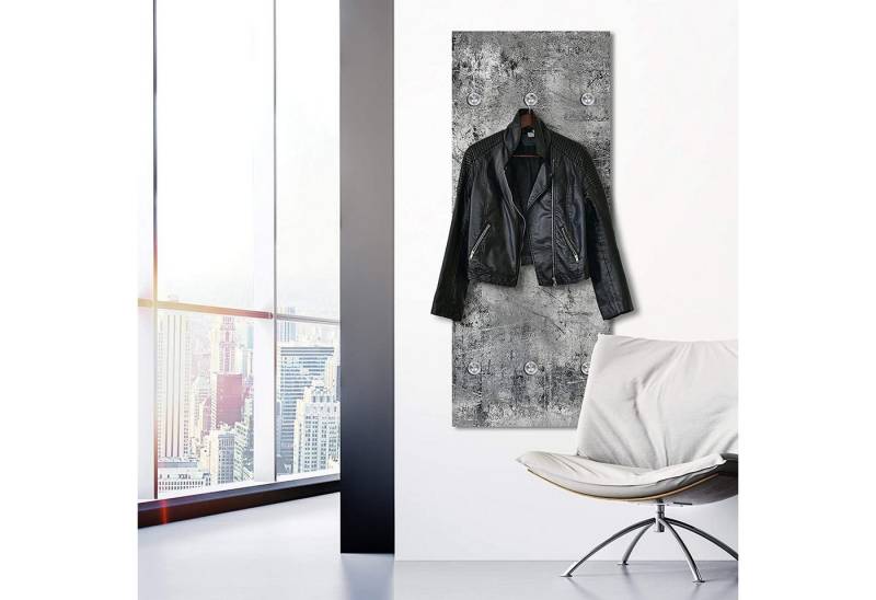 queence Garderobenleiste Brushed Grey, Wand Garderobe, wischtechnik, Beton Optik, grau, platzsparend, modern von queence