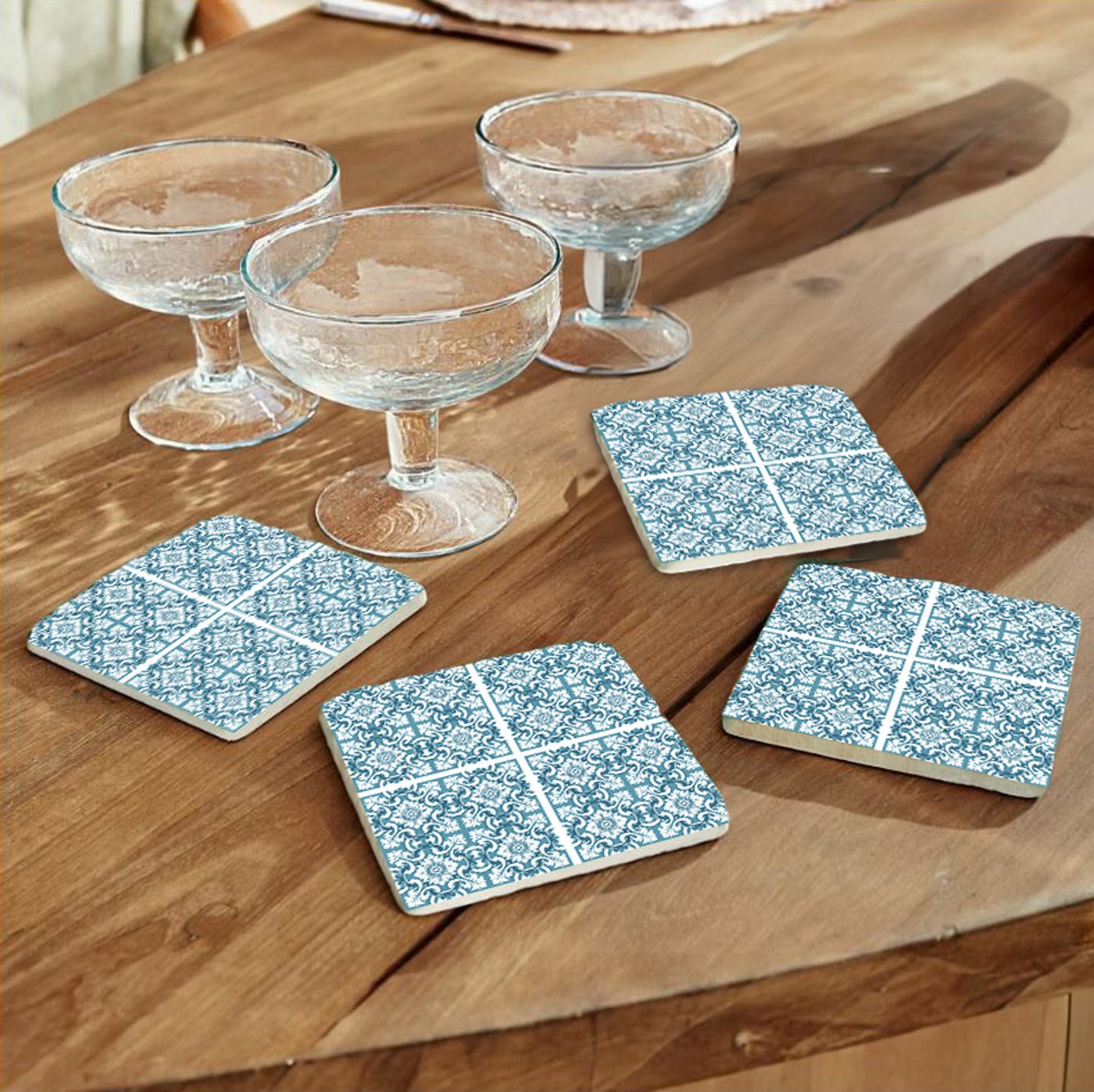 queence Getränkeuntersetzer Blau Weiß Mosaik Fliesen Steine, Set, 4-tlg., Mosaik Set Topfuntersetzer Naturstein Untersetzer 10x10x1cm queence Getränkeuntersetzer Blau Weiß Mosaik Fliesen Steine, Set, 4-tlg., Mosaik Set Topfuntersetzer Naturstein Untersetzer 10x10x1cm von queence