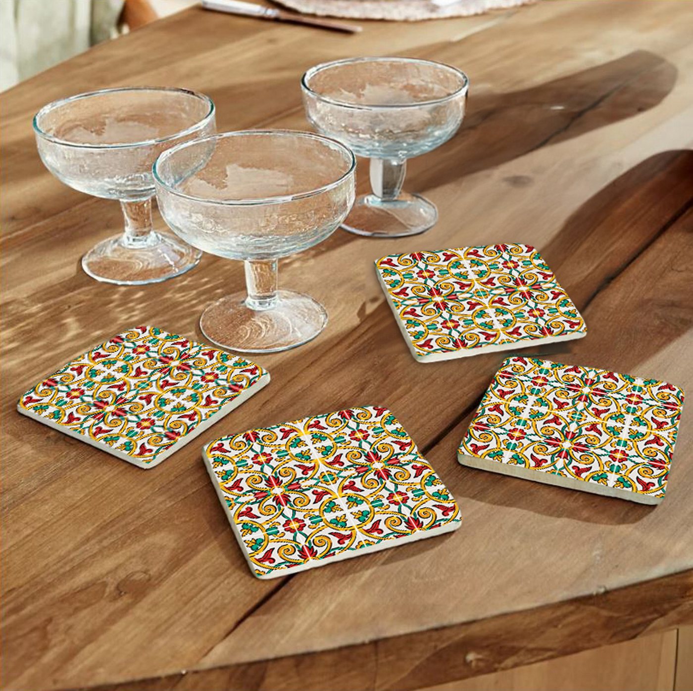queence Getränkeuntersetzer Bunte Mosaik Fliesen Steine, Set, 4-tlg., Mosaik Set Topfuntersetzer Naturstein Untersetzer 10x10x1cm queence Getränkeuntersetzer Bunte Mosaik Fliesen Steine, Set, 4-tlg., Mosaik Set Topfuntersetzer Naturstein Untersetzer 10x10x1cm von queence