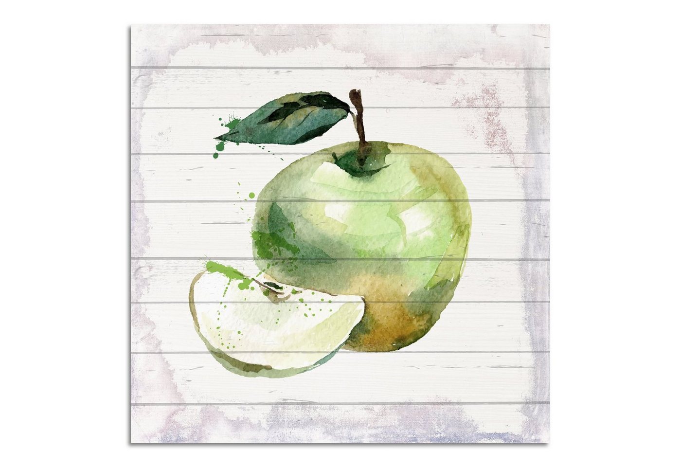 queence Holzbild Plank - Echtholz - Früchte - Obst - Verschiedene Motive, Apfel (1 St), - mit Aufhängung für die Wand von queence
