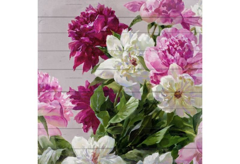 queence Holzbild Rosen - Strauß - Blumen - Plank - Echtholz, Rose 13 (1 St), 50x50x2 cm - mit Aufhängung für die Wand - Verschiedene Blumen Motive von queence