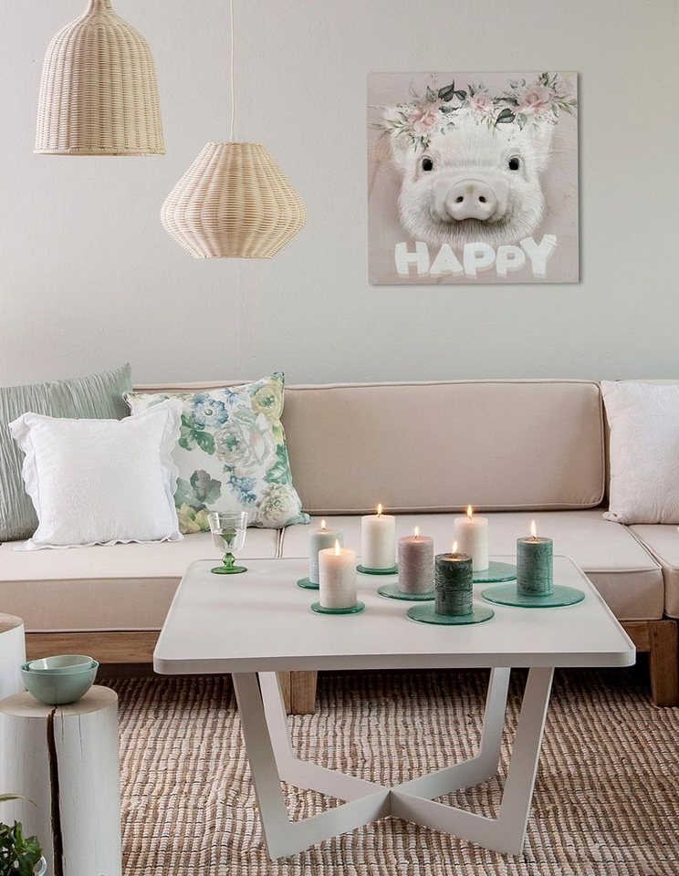 queence Leinwandbild Abilou, Blumen, Blumenbilder, Kunst, Schwein, Schweine (1 St), Premium-Leinwandstoff, Handarbeit aus Deutschland von queence